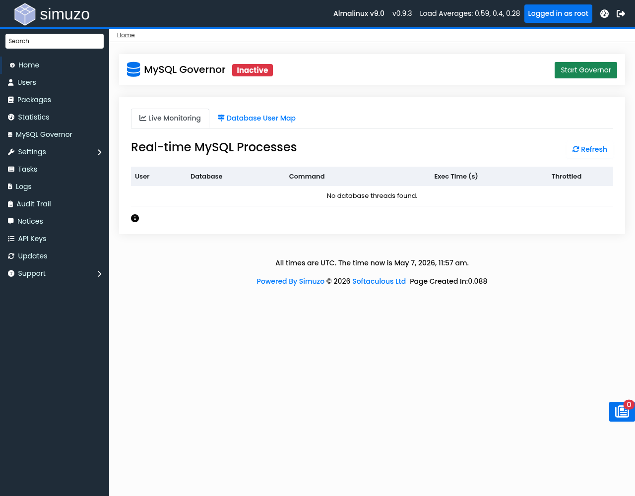 MySQL Governor Dashboard
