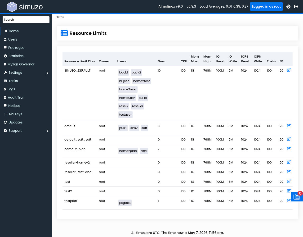 Resource Limits Configuration